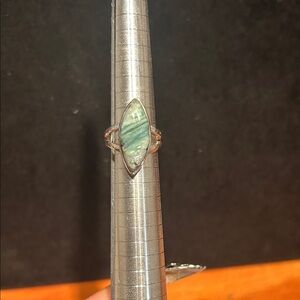 Elegant Silver and Green Marquise Ring SIZE 5
